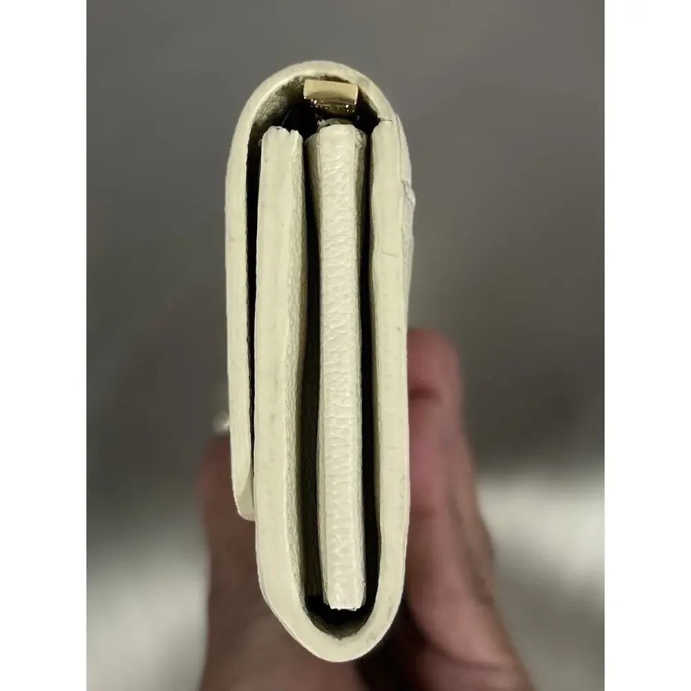 Moncrief London Larissa Italian Leather Wallet Cream Gold Tone Bifold